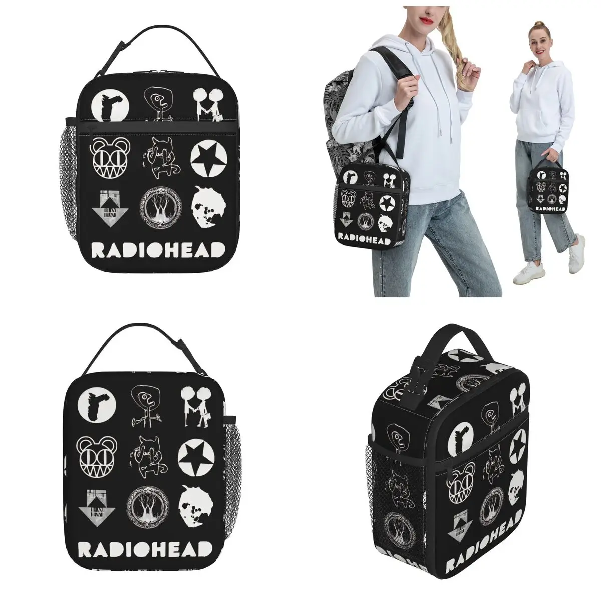 Radiohead Insulated Lunch Bag Leakproof Band Music Lunch Container Cooler Bag Tote Lunch Box College Travel Girl Boy