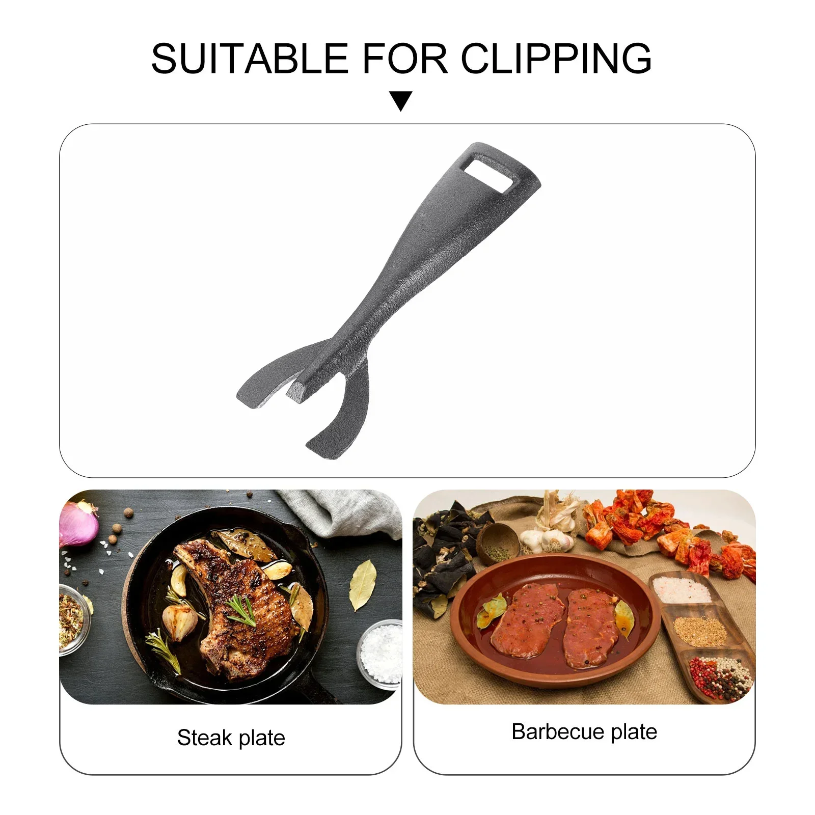 Cast Iron Teppanyaki Clip Barbecue Plate Clips Roasting Clips BBQ Tongs Kitchen Grilling Tool Dining Bar Steak Fork Cookware