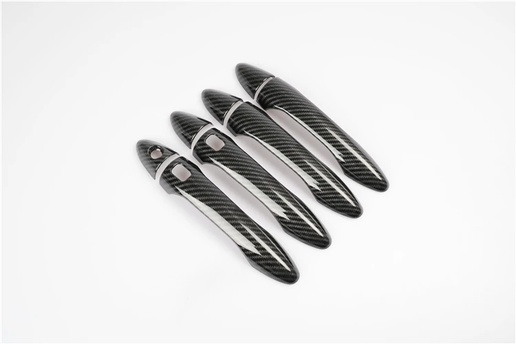 Carbon Fiber Chrome Car Door Handle Bowl Cover Trim Sticker For Kia K3 / Kia Cerato 2012-2017 Styling Accessories