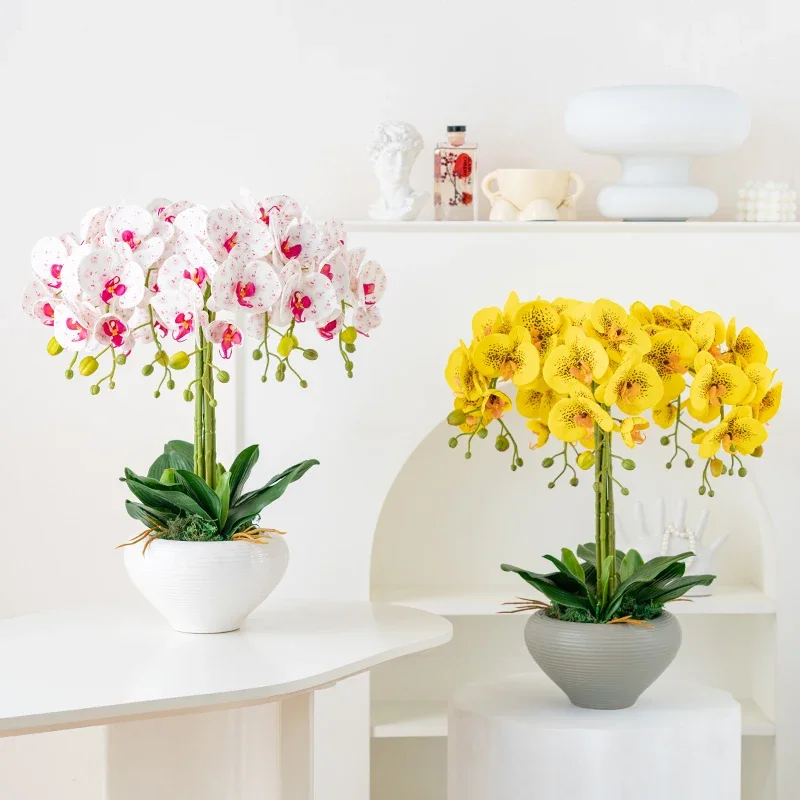 RoomTour feel moisturized Phalaenopsis fake flower decoration light luxury high-end flower arrangement plastic flower