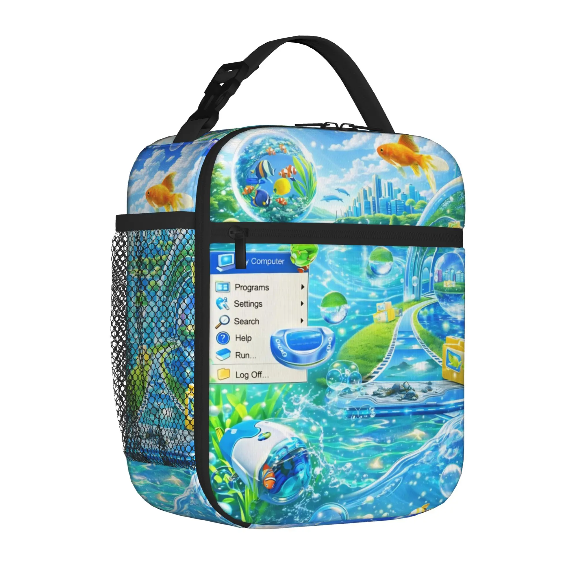 Frutiger Aero Art Vibes Scenery Tote Insulated Lunch Bag Fashion Portable Food Bags Reusable Cooler Thermal Spacious Bento Box