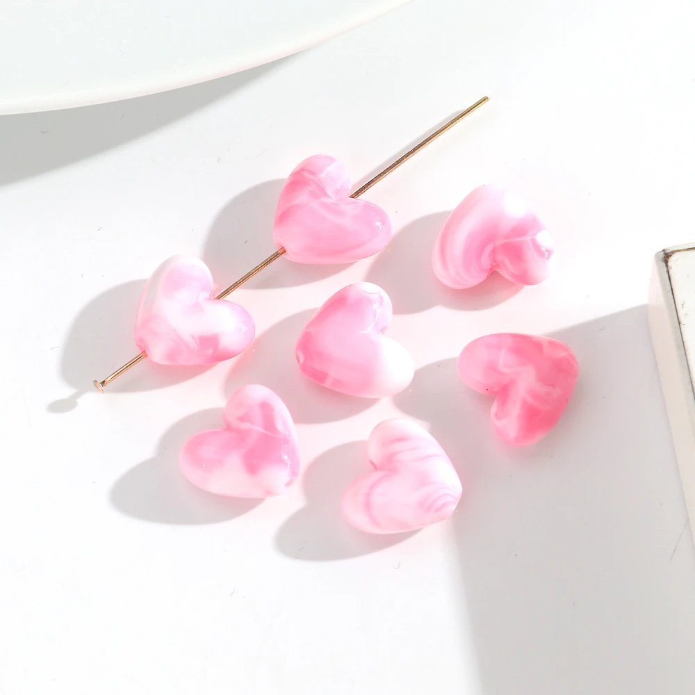 30pcs Dual Color Acryl Hars Hart Losse Kralen 15x17mm Liefde Perzik Spacer Bead DIY Armbanden ketting Sieraden Ambachtelijke Accessoires