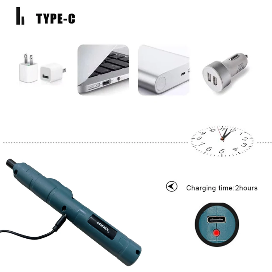 Cordless Electrical Screwdriver Mini Power Tools 3.6V Type-C Rechargeable Smart Home Household Maintenance Repair