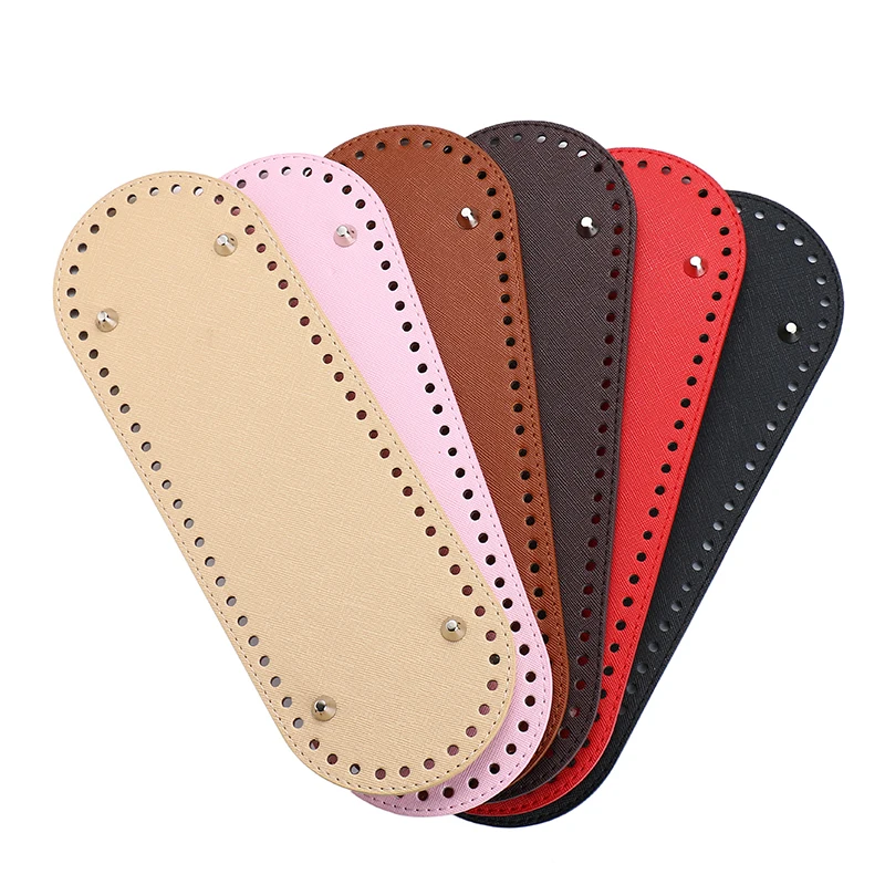 PU Leather Bag Bottom 29.5*10cm Oval Bottom For Knitted Bag Solid Color Rivet Bag Bottom DIY Crochet Bag Bottom Bags Accessories