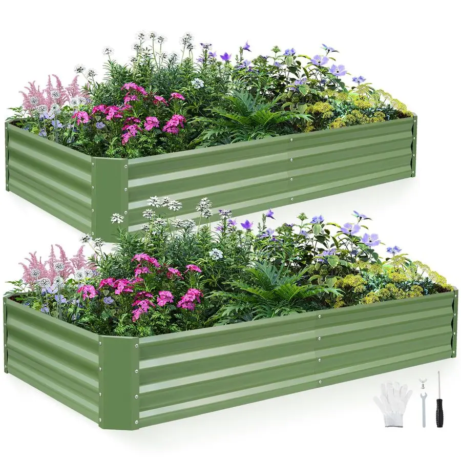 

Комплект из 2 оцинкованных металлических приподнятых грядок STAGE, 6x3x1 фут, для овощей, устойчивые к ржавчине, простые в сборке, O