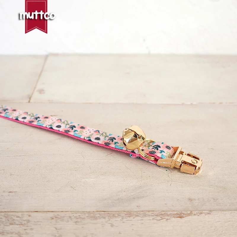 MUTTCO Retail Beautiful Flower Pattern Design Handmade collar Unique Design DREAMY PINK SUNFLOWER Cat collar 2 size UCC205