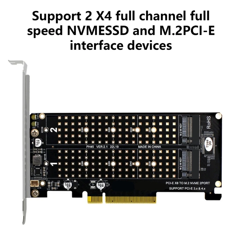 

M.2 NVME to PCIExpress Card with 2 Bays PCIE Split for Personals Computers