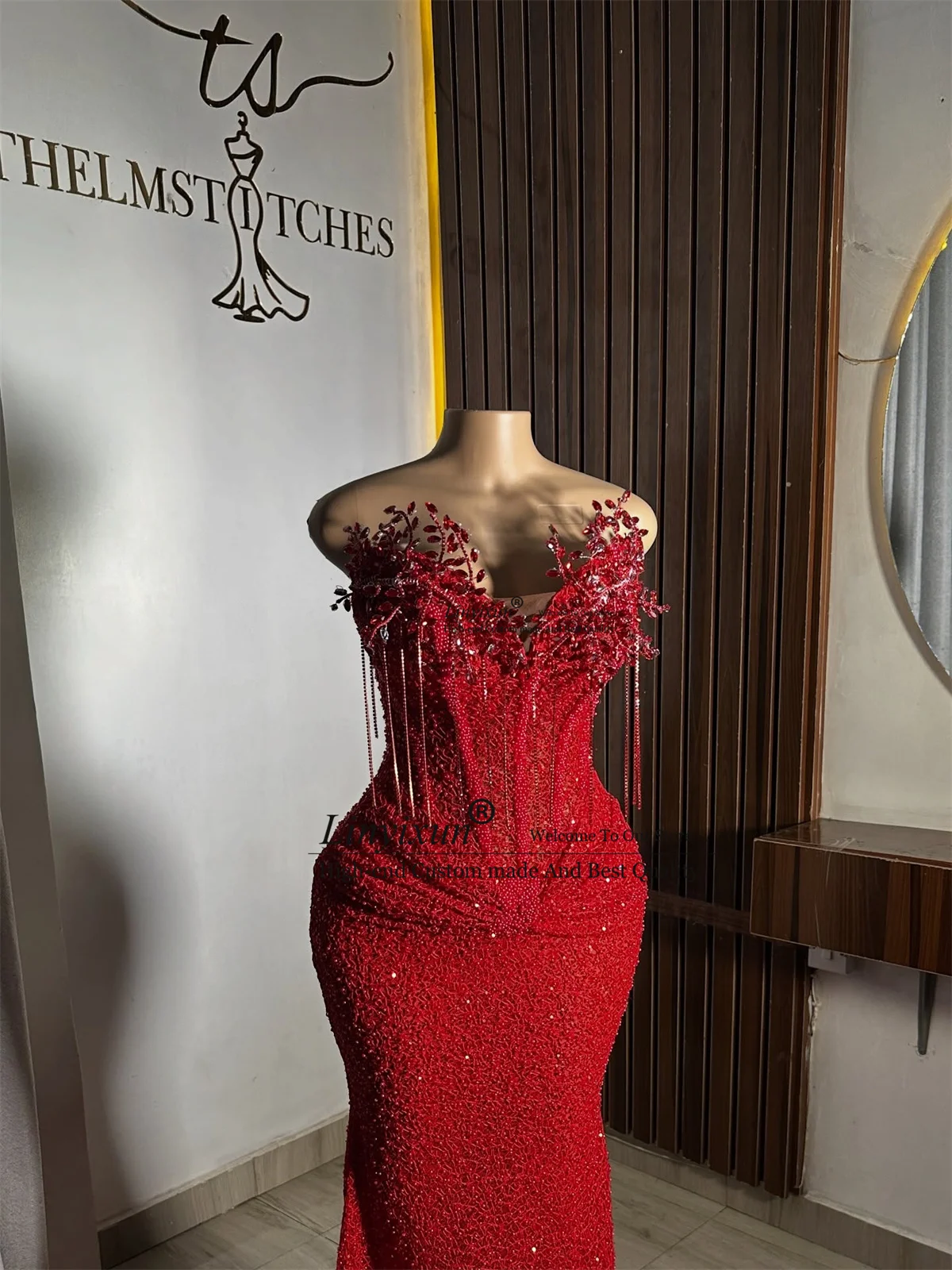 Vestido de fiesta de sirena con lentejuelas brillantes y diamantes, vestido de noche personalizado para chica negra, vestido de fiesta de boda, vestido largo Aso Ebi para mujer, robes de soirée
