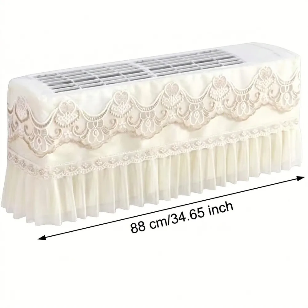 Sturdy Lace Air Conditioner Cover 88cm Fully Wrapped Dust For Proof Direct Blowing Hood For 1-1.5HP Indoor Wall Mounted Unit Pr