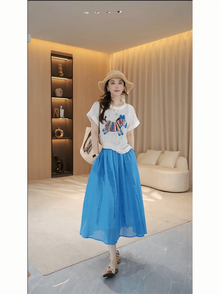 

Unique Chic Spring Set Women's High Waist ort Sve Top And Skirt Faionable Casual Wear High Quali Comfortable Fa...