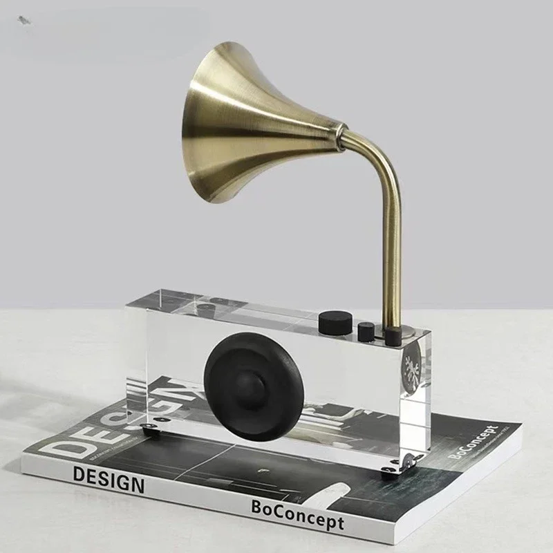 Creative retro crystal speaker broadcasting machine ornament, model house sales department, bedroom study desktop soft
