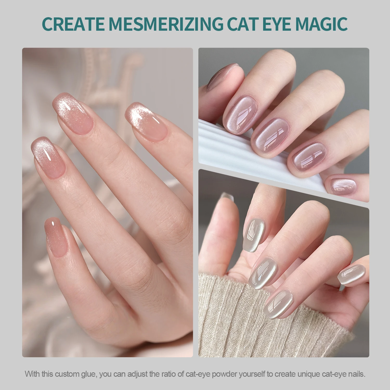 Nailpop القط العين جل مزيج مسحوق الصباغ واضح DIY بها بنفسك مسمار الفن الحرباء تأثير طويل ارتداء UV/LED علاج معطف فوقي حجم كبير 30 مللي #6