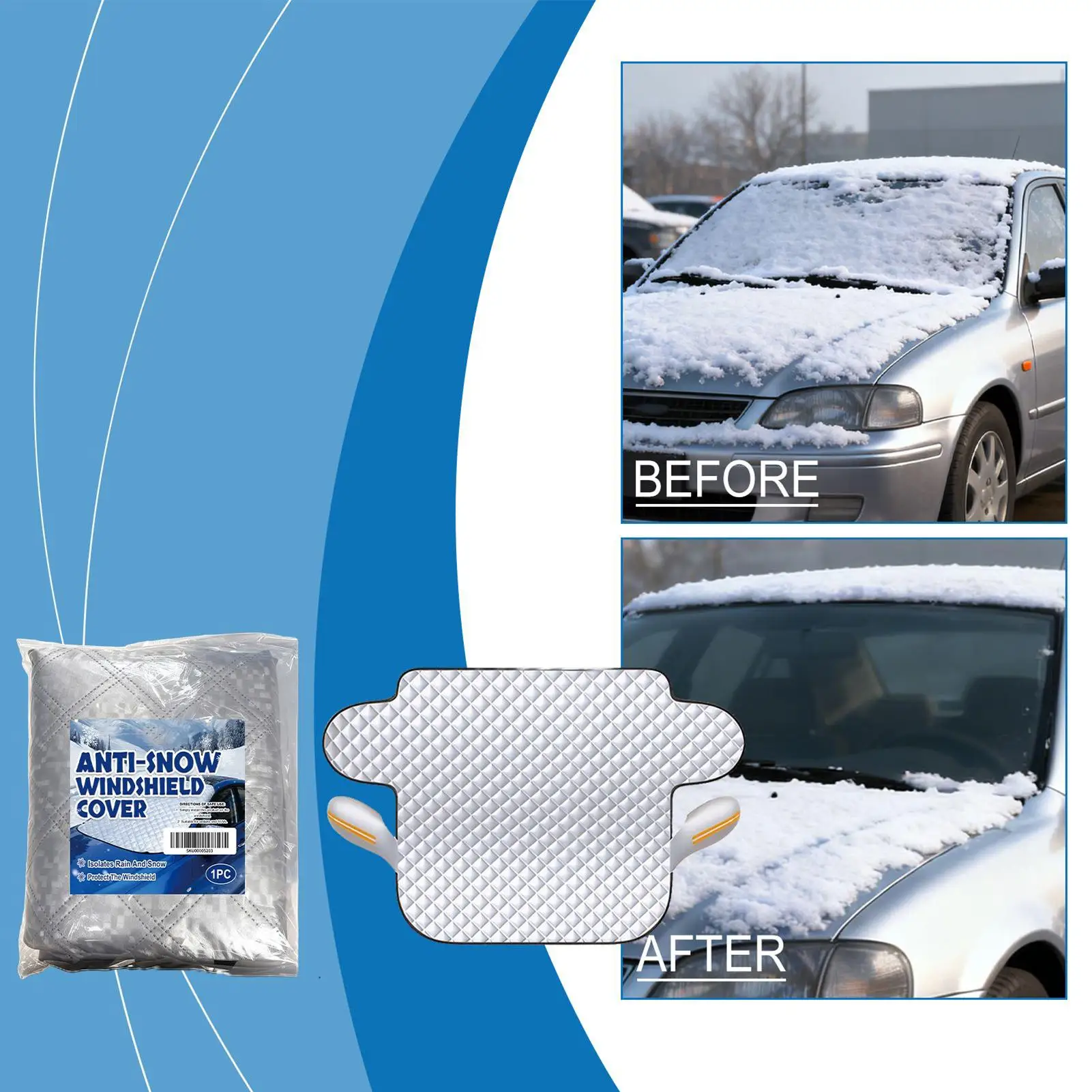 

Windshield Cover Waterproof Windproof Foldable Frost Shielding Car Snow Cover For Winter Frost Rain Sun Exterior Protection