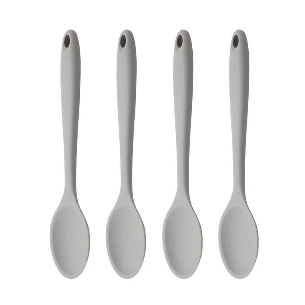 

4 Pcs Silicone Spoons Kitchen Utensils Non Stick Cooking Mixing Soup Salad Set Heat Resistant Safe Premium Material Stylish Gift