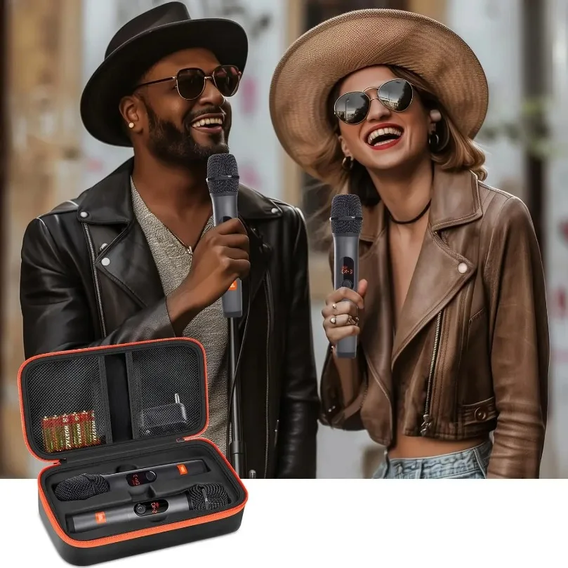 Wireless Microphone Case for JBL Wireless Two Microphone System Universal Handheld Dual Mic Travel Bag for Singing Karaoke view 6