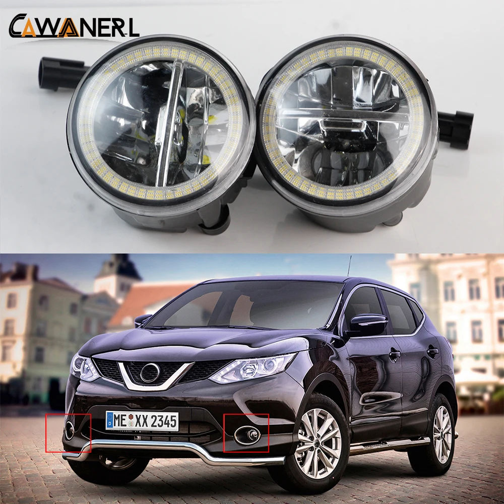 

2 X Car Right + Left LED Fog Light Angel Eye DRL Daytime Running Lamp 30W H11 For Nissan Qashqai 2/II (J11) 2013 2014 2015 2016