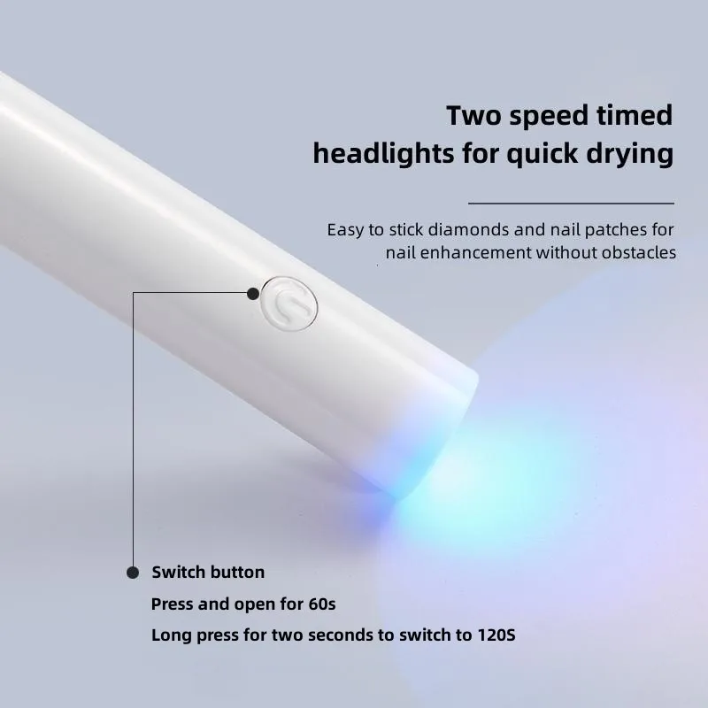 휴대용 살롱 빠른 건조 USB 네일 드라이어 기계, 가정용 광선 요법 도구, 전문 UV LED 네일 램프, 미니 손전등 펜