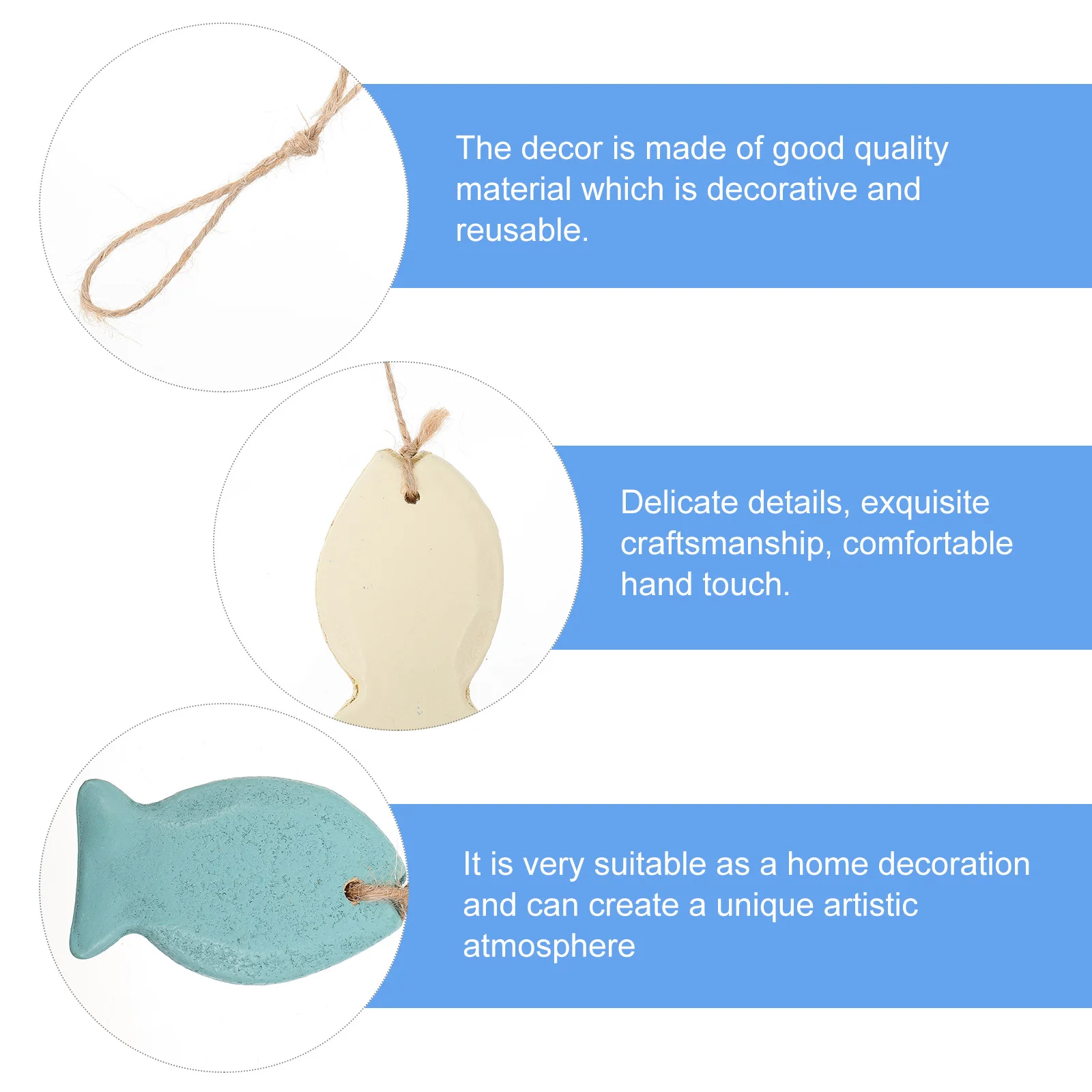 

1Pcs Wooden Fish String Hanging Decor Creative Wall Pendant for Home Bedroom Living Room Mediterranean Style Wall Adornment
