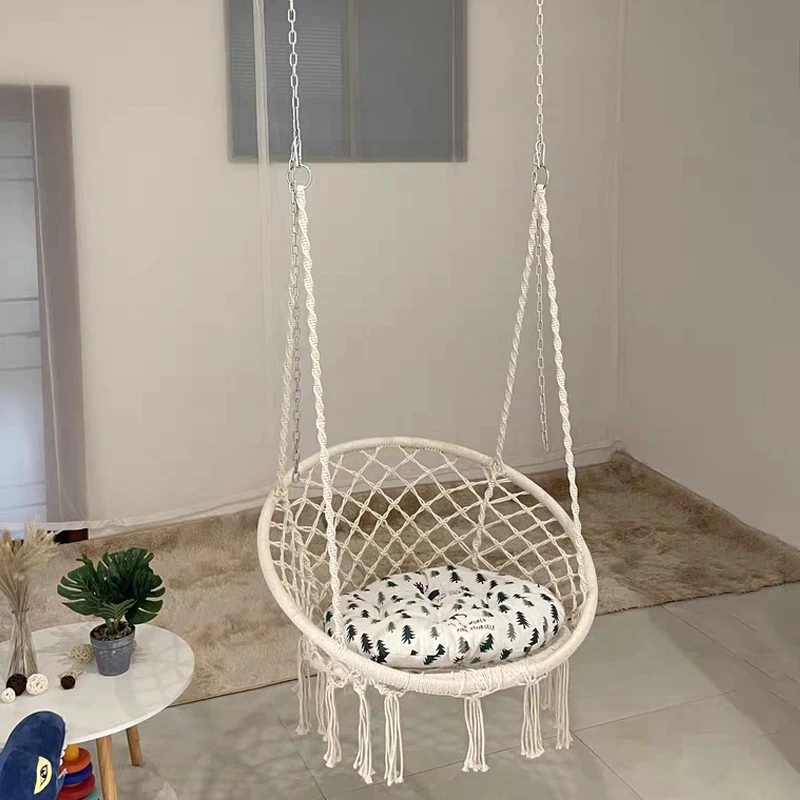 Outdoor Camping Swing Hammocks гаманець жіночий Round Cotton Rope Woven Hanging Chair Nordic Style Indoor Leisure Bird\'s Nest 캠핑