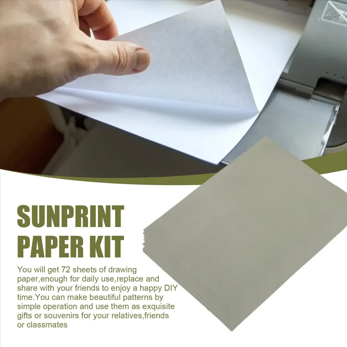 feelfeel 73 Pieces Sun Print Paper Cyanotype Paper Kit, Solar Drawing Paper Sensitivity Sunprint Nature Printing Paper