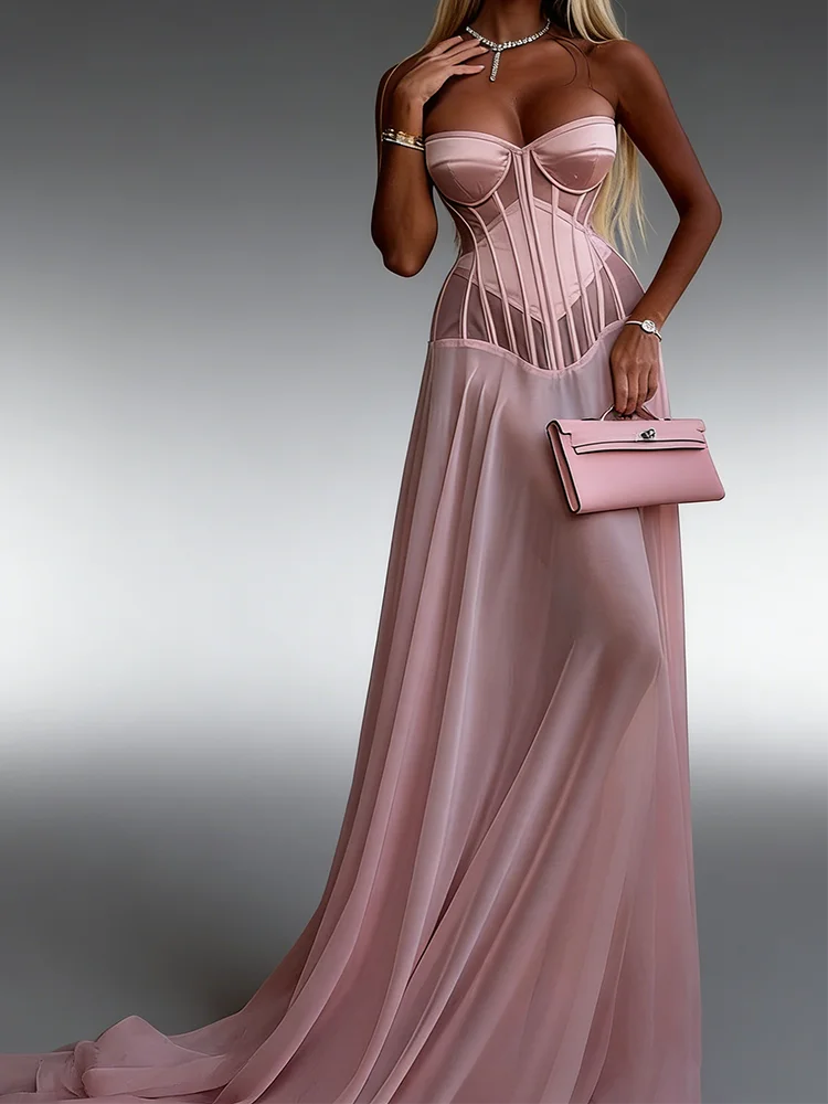 Elegant roze liefje mouwloos korset A-lijn formele avondjurken verjaardagsfeestje galajurken op maat