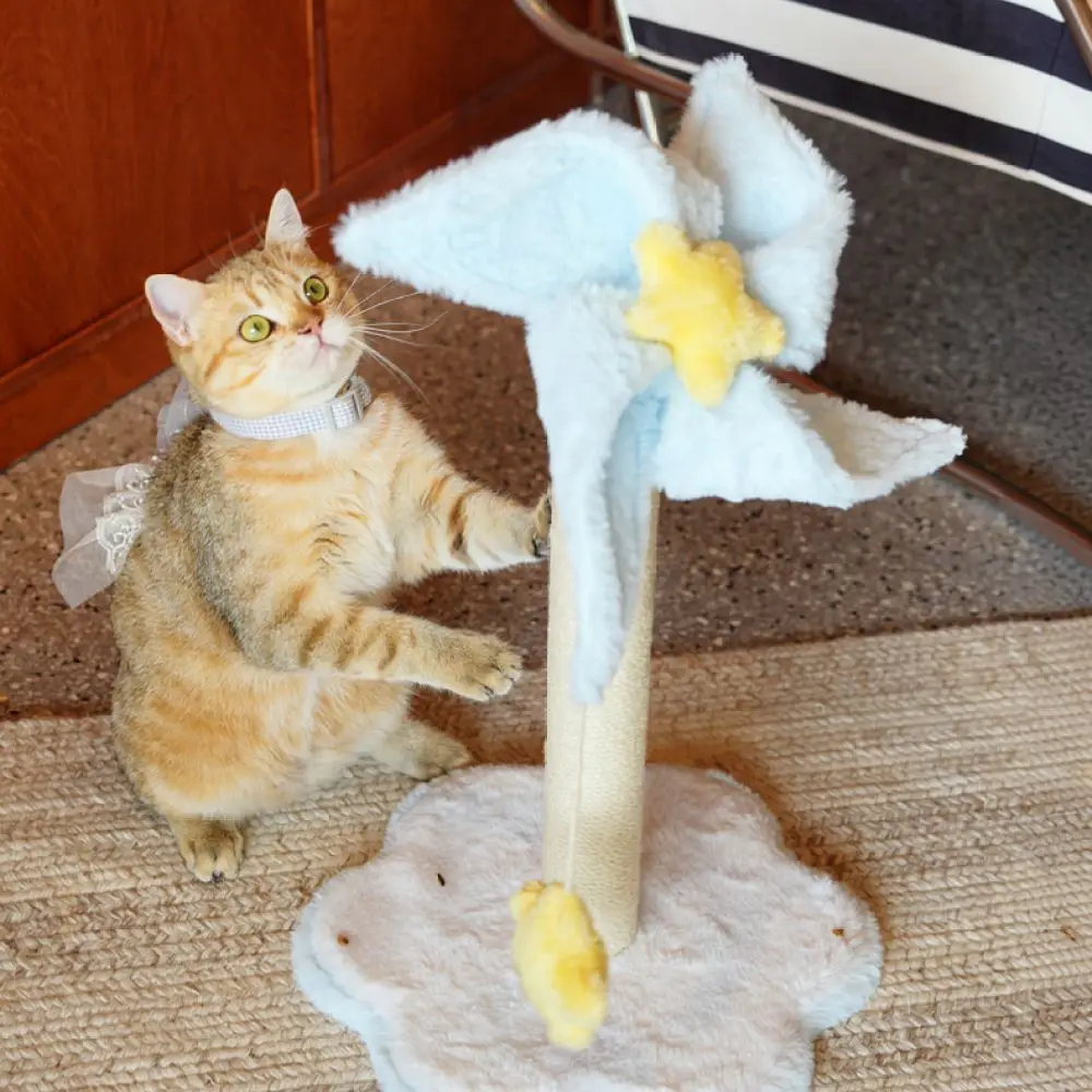 Vertical Cat Scratching Post Creative Windmill Design Sisal Rope Claw Grinder Pet Furniture Guard Supplies