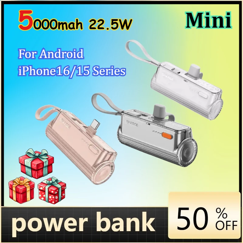 

Power Bank Mini Max Fast Charging 5000mah 22.5W PowerBank Mini Battery Pack for Android iPhone16/15 Series