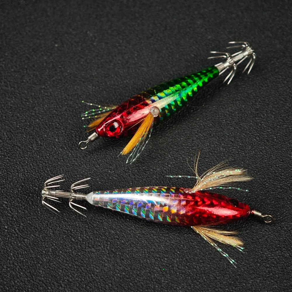 2 قطعة/المجموعة 6 جرام/8 سنتيمتر خطاف صيد على شكل سمكة أفقية المياه المالحة الروبيان الصيد السحر مضيئة خطاف صيد على شكل سمكة الحبار الصيد اكسسوارات