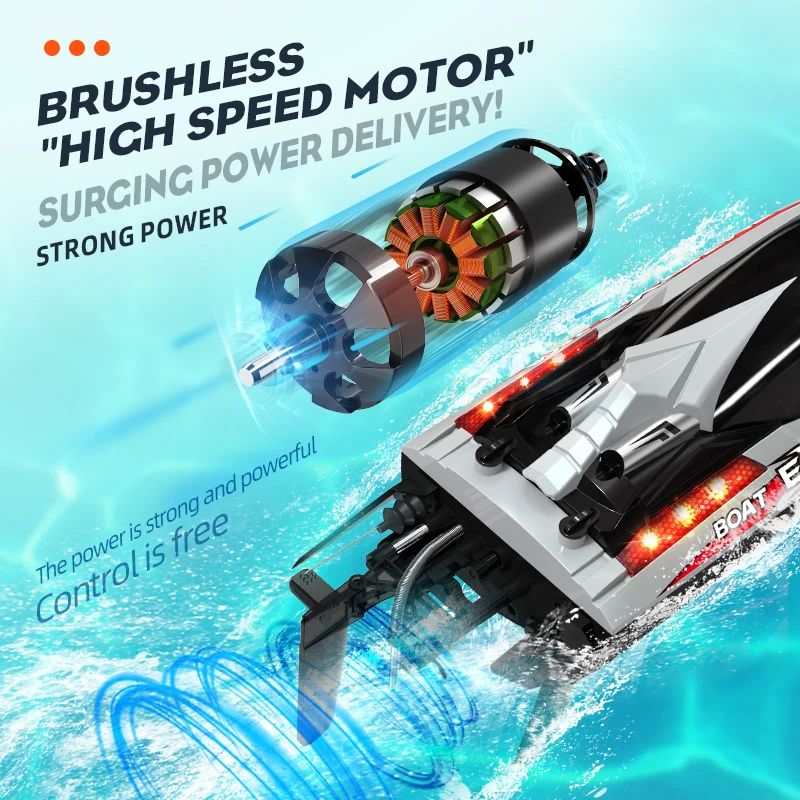 816High-End Borstelloze Motor 55Km/U Afstandsbediening Boot Elektrische Speelgoed Opladen Dual Propeller High-Speed Water Afstandsbediening Boot