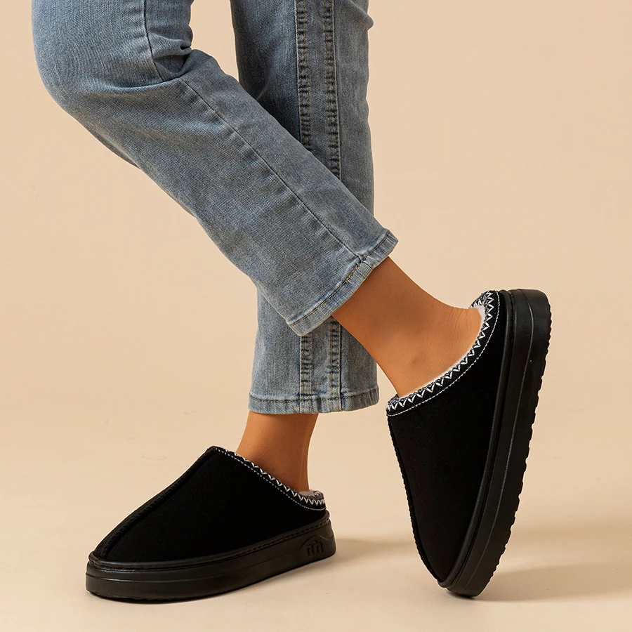 Casual Plush Home Couples Girl's Slippers Winter Comfy Fashion Bedroom Warm Simple Soft Lady's Shoes Indoor Non-slip Fuzzy