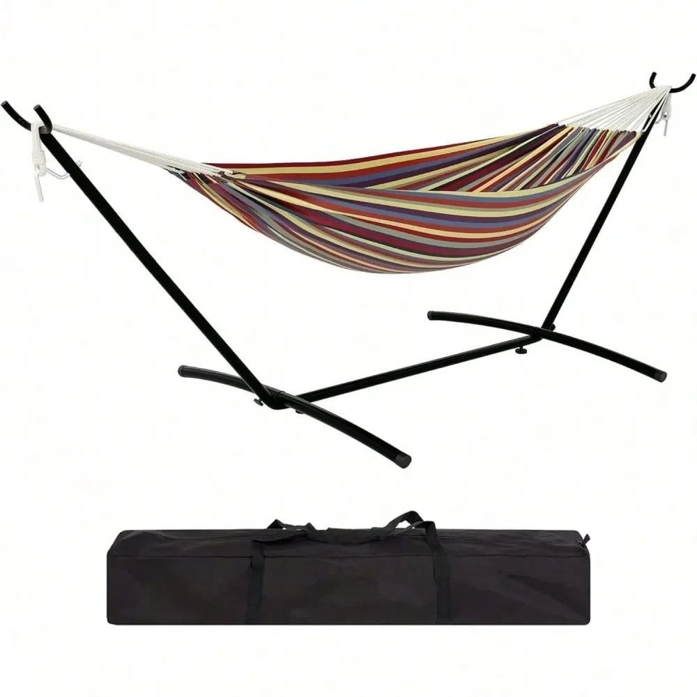 

Heavy Duty Hammock, With SpaceSaving Steel Stand Portable Carrying Case, 450lb Capacity, Indoor Outdoor Use