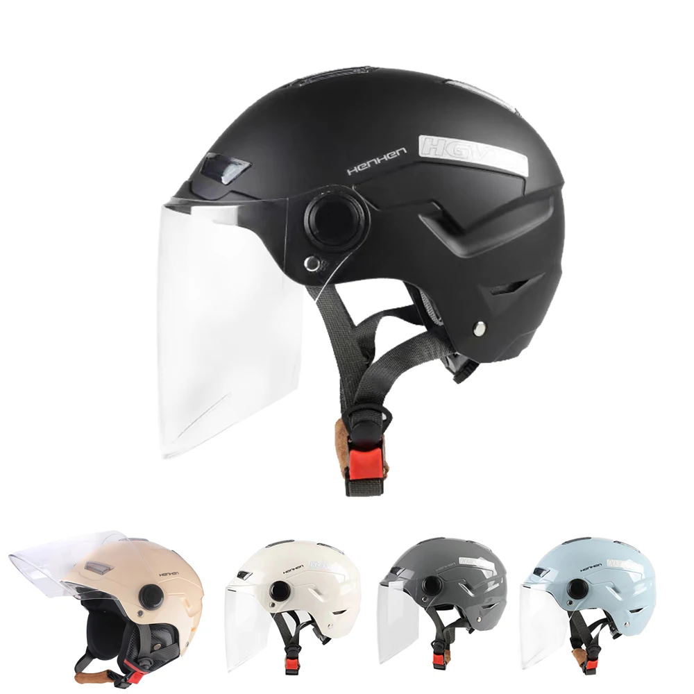 

Motorcycle Helmets Adjustable Clear Lens Riding Helmet With Reflective Stickers Half Helmets Four Seasons Motorbike Accessories