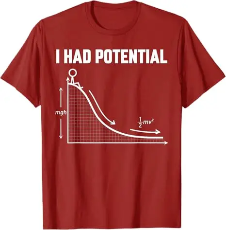 Y2k Wasted Potential Designs Herrenbekleidung Lustiges T-Shirt „I Had Potential“ Sarkastisches Minimal-Zitat Wissenschaft Humor Spruch T-Shirt Baumwolle – Detail 7