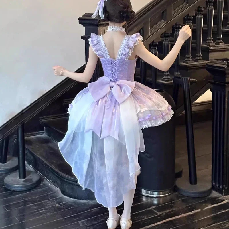 2025 nova cerimônia anfitrião elegante vestido de princesa lolita roxo cinta estudante dia vestido feminino crescido festa arte exame vestido