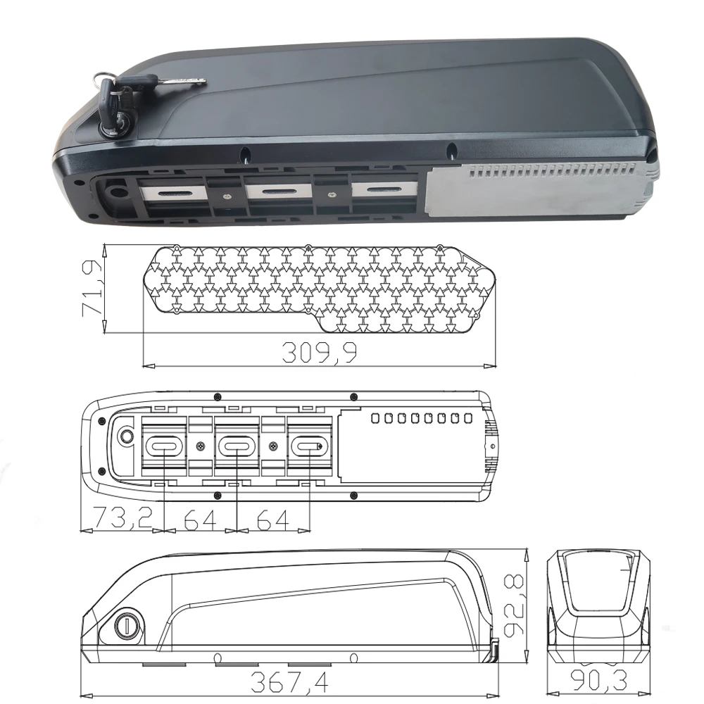 Batteria agli ioni di litio Ebike 36V 10Ah 10.4Ah 13Ah 14Ah 15Ah 16Ah Ampere Deluxe Hilux X-Trail Tourer S Explorer Alter E-Bike batteria