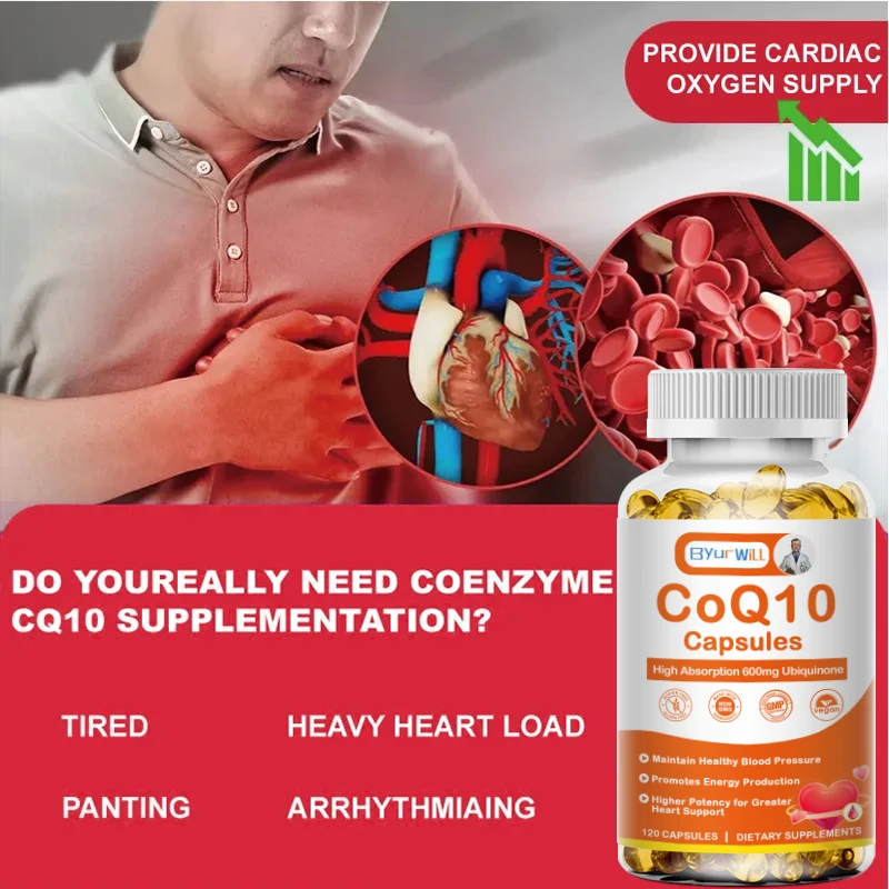 Ultra Absorption COQ10 Coenzyme Q10 Ubiquinone Support Vascular and Brain & Heart Health Blood Pressure Balance Support Energy