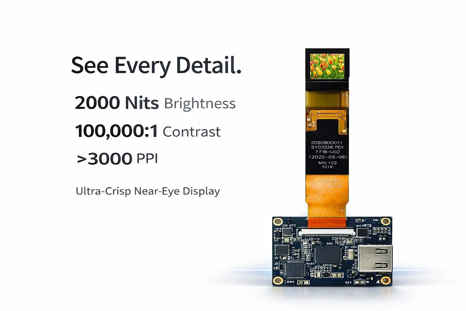 0.32 Inch 800x600 Micro-OLED Display Module - 2000 Nits High Brightness For Wearables & EVFs