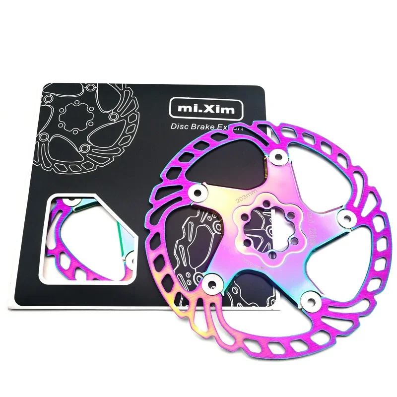 New road Mountain bike brake rotor Strong heat dissipation floating rotor 140/160/180/203mm MTB disc brake pad Rainbow colors