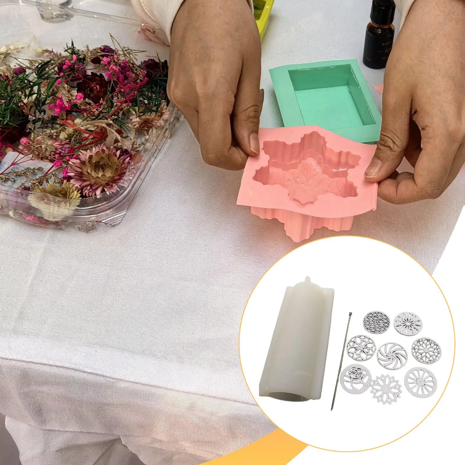 

Soap Kaleidoscope Pull through Form Tool Reusable Silicone Long Tube Form for Gift Candle Making Soap Round Decorations