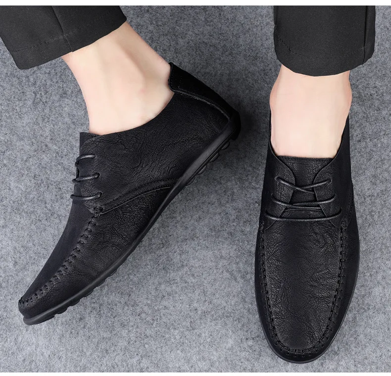 Men Leather Casual Shoes Outdoor Comfortable High Quality Fashion Soft Homme Ankle Non-slip Flats Moccasin Trend Plus Size 38-47