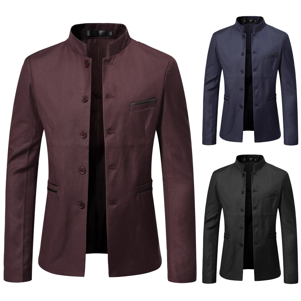 

Men's Suit Jacket High-quality Zhongshan Decoration Body Tang Style Jacket Business and Leisure Wedding Dress Social Jacket