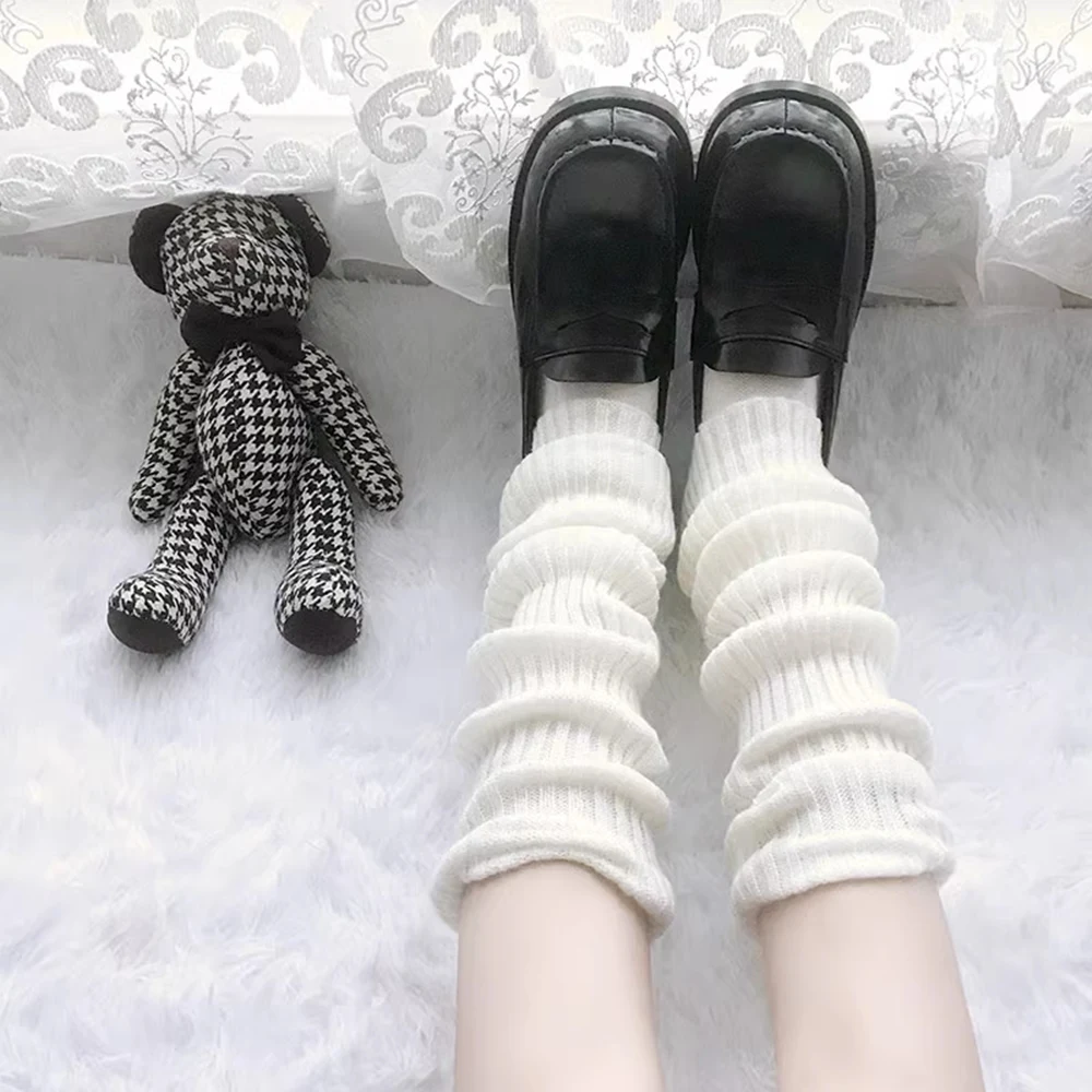 

Autumn Winter Fashion Casual Leg Warmers Solid Color Crochet Socks Knitted Warm Foot Cover Lolita Long Socks Women Boot Cuffs