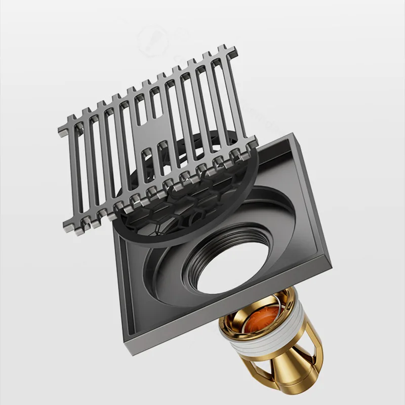 Brass Floor Drain, Anti-odor Thickened Copper Drain, Large Flow Shower Bathroom Drain Accessory