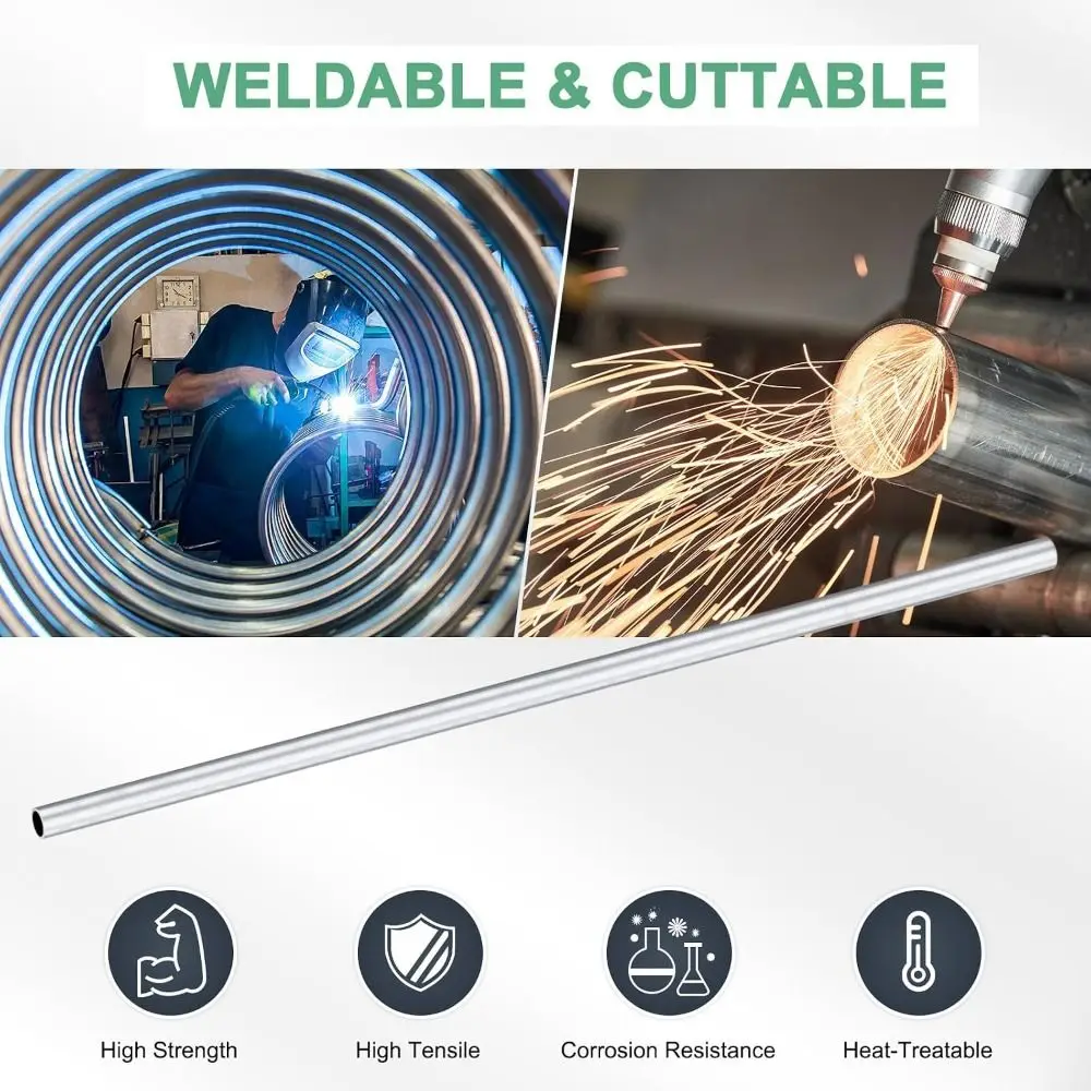Smooth Surface OD 2-10mm Aluminum Tube Wall Thickness 0.5/1mm 500mm Length Round Tube Round Hollow Extruded Tube
