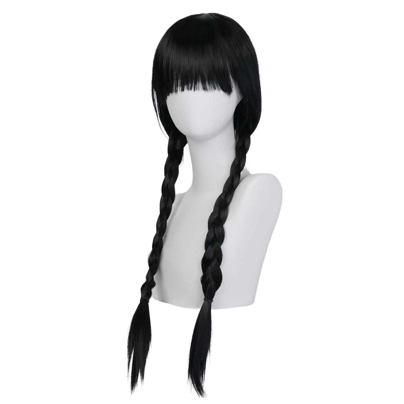 

Women Long Black Braids Wig Movie Synthetic Fluffy Bangs Cosplay Supplies for Hair Accessories