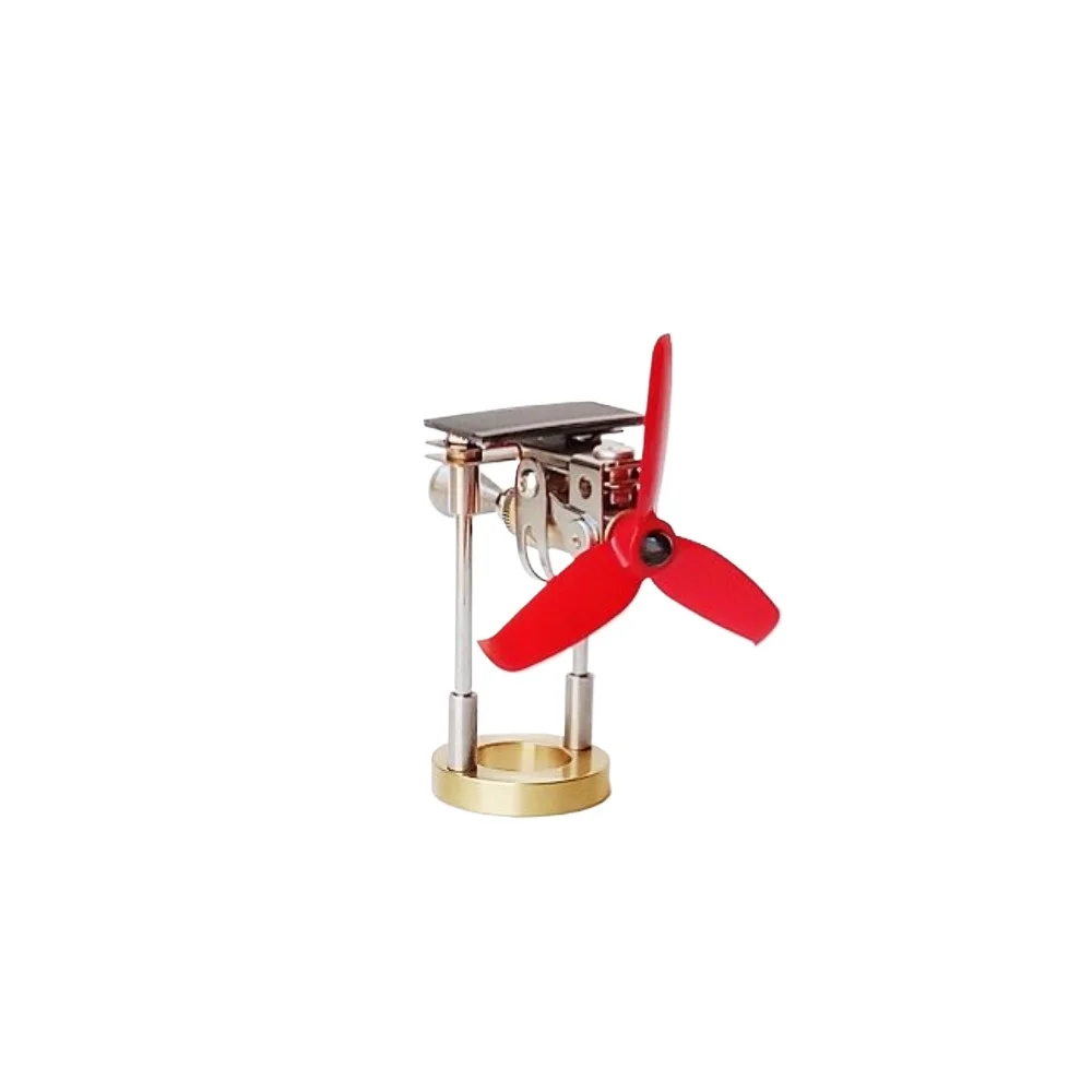 Metal Solar Windmill Model Creative Gift Balcony Window Ornament Science Teaching Aid Stainless Steel Brass Solar Toy