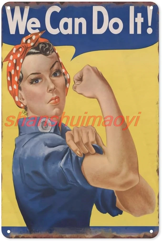 Metal Tin Sign Vintage Rosie the Riveter We Can Do It for Home, Living Room, Bedroom, Office, Hotel, Cafe and Pub Wall D ALI