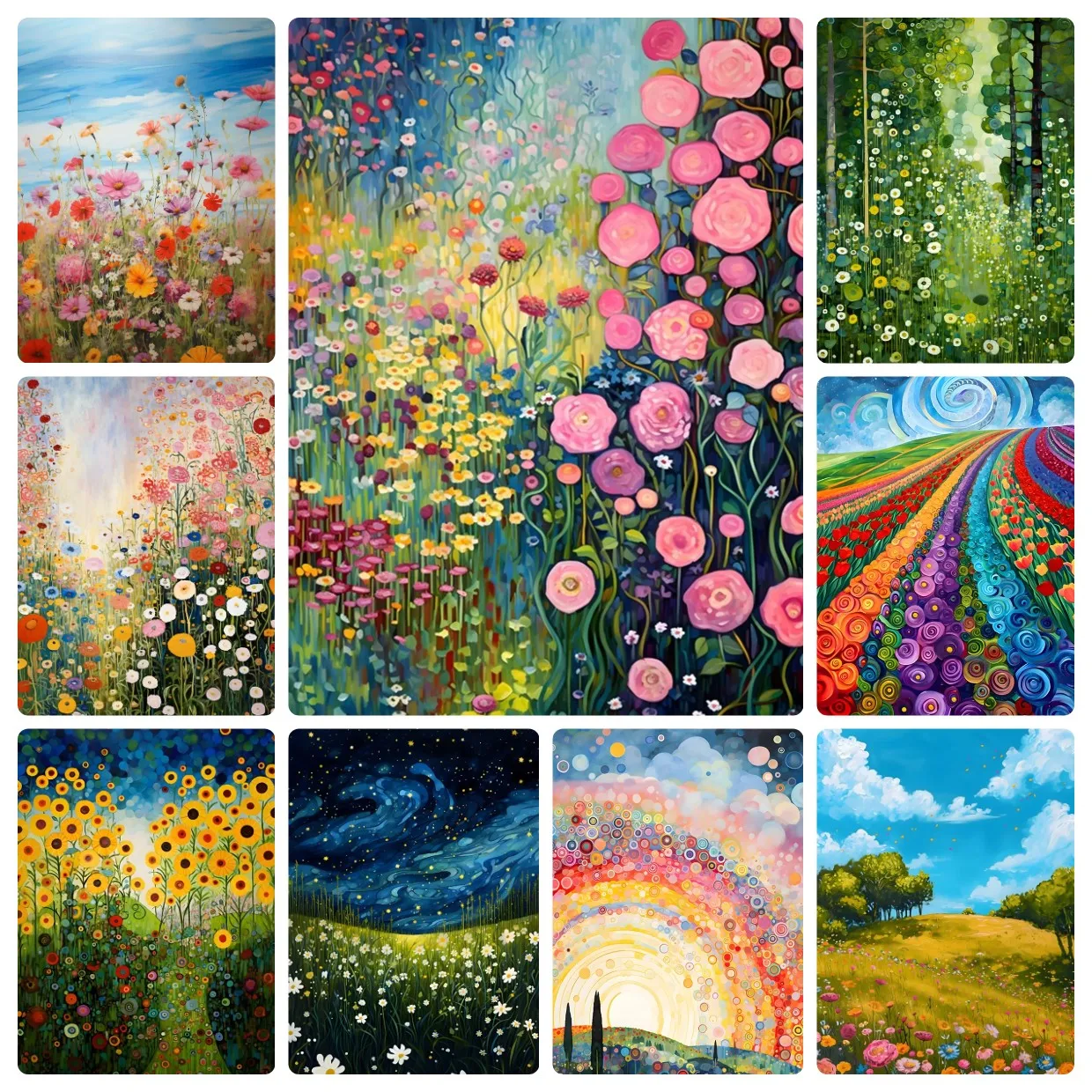 Peinture à l'huile abstraite de fleurs par numéros, art mural floral moderne pour salon, décoration intérieure, salle de classe, tableau sans cadre