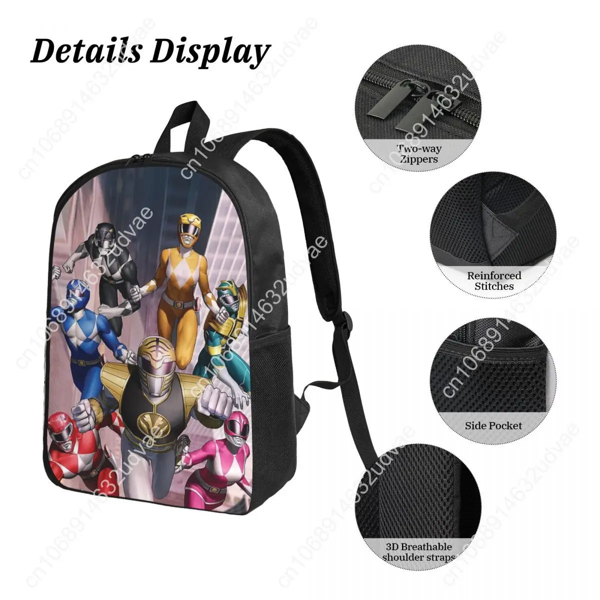 Mighty Morphin Power Ranger Backpack Boys Girls BookBag School Bag Laptop Shoulder Bags 3ps Insulated Lunch Bag Pencil Case