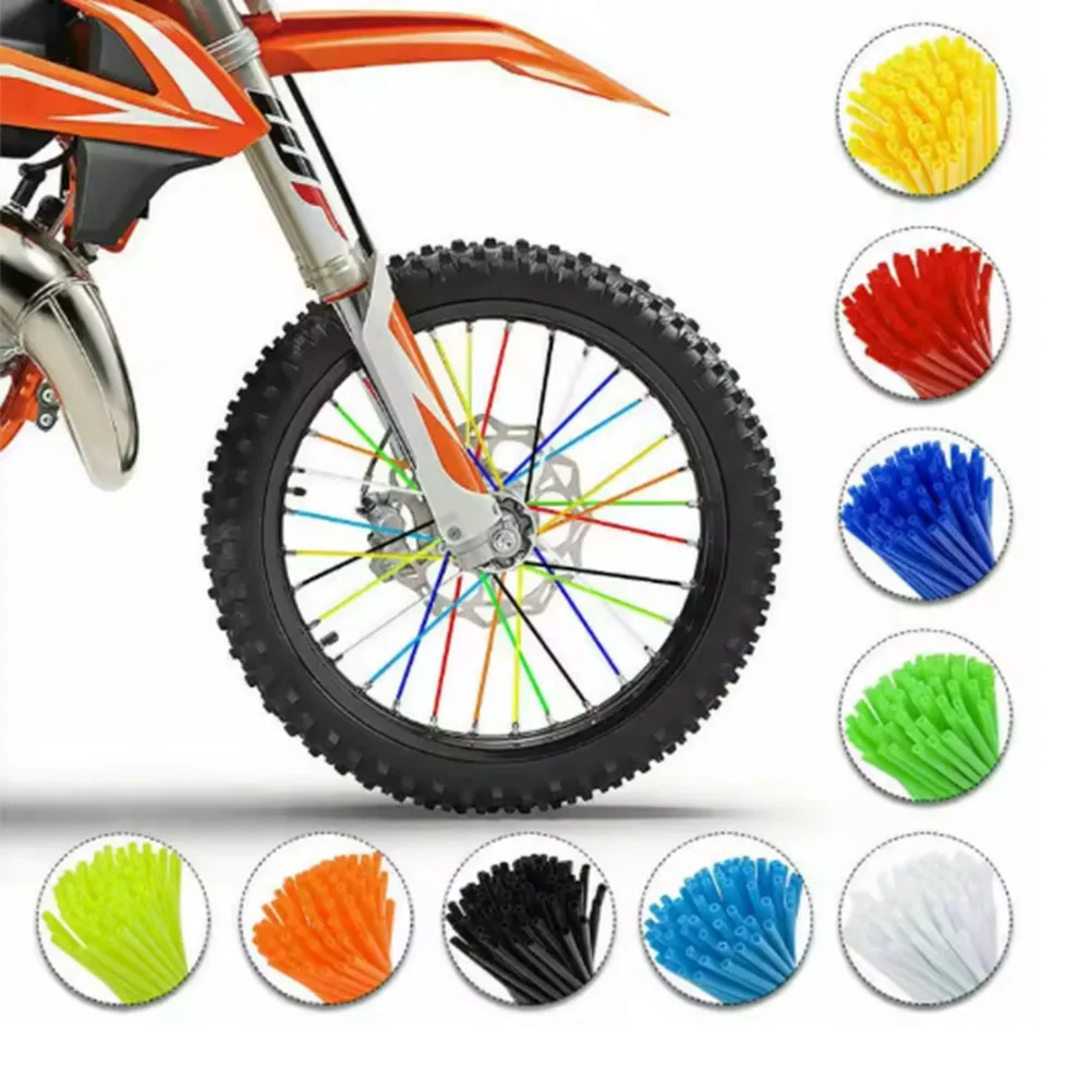 72 protectores de radios de rueda de bicicleta de 24 cm, kit de cubiertas de radios para llantas de motocicleta y bicicleta, cubiertas decorativas de color para llantas